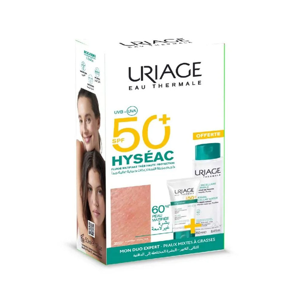 URIAGE HYSEAC FLUIDE MATIFIANT SPF50 50ML+EAU MICELLAIRE THERMALE 250ML OFFERTE